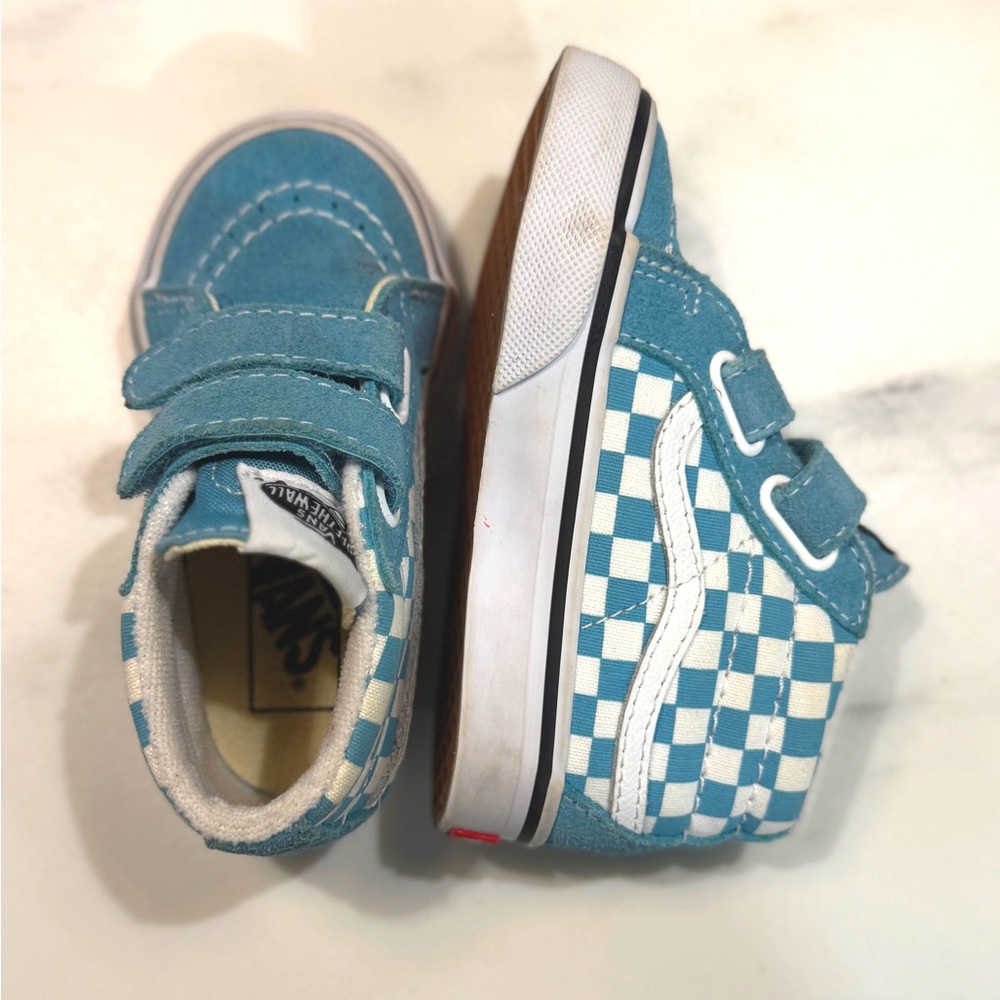 Vans Kids Blue Checkered Shoes